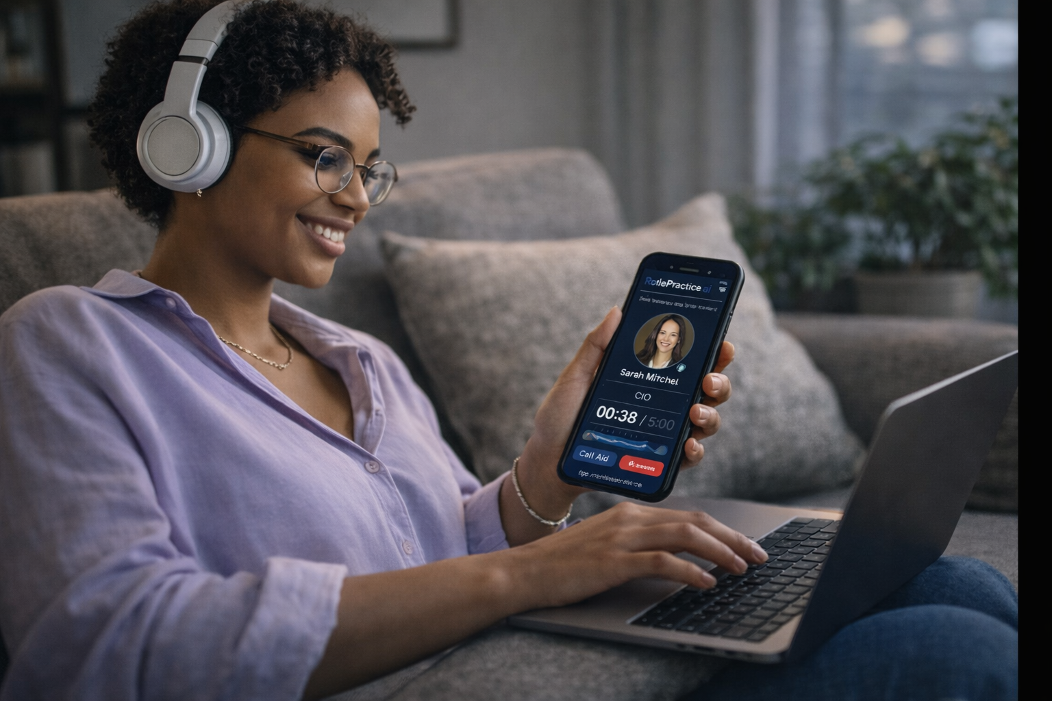 Sales professional practicing